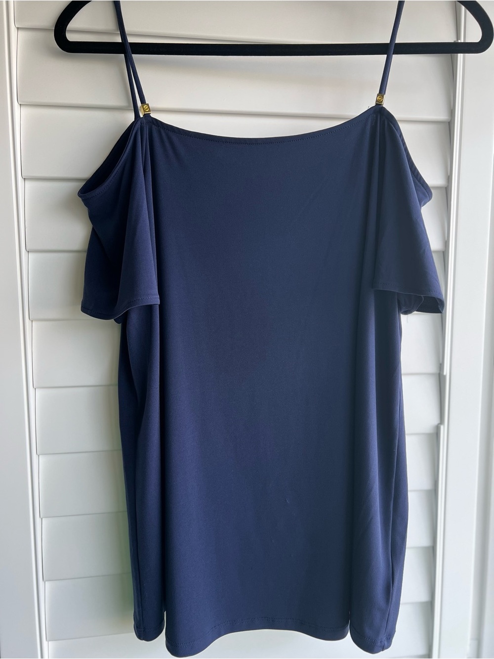 Michael Kors Navy Cold-Shoulder Spaghetti Strap Top